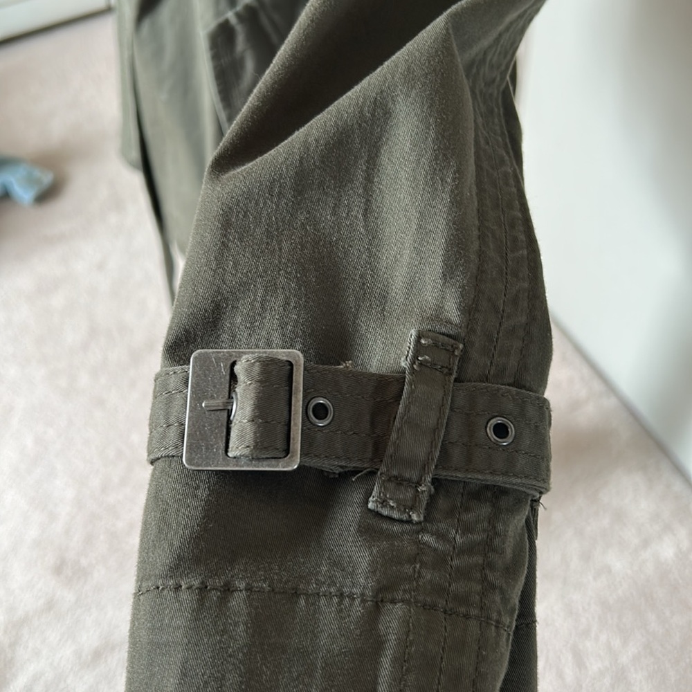Coldwater Creek Women’s military style trench jacket,olive green, size 12, belt - Picture 5 of 9